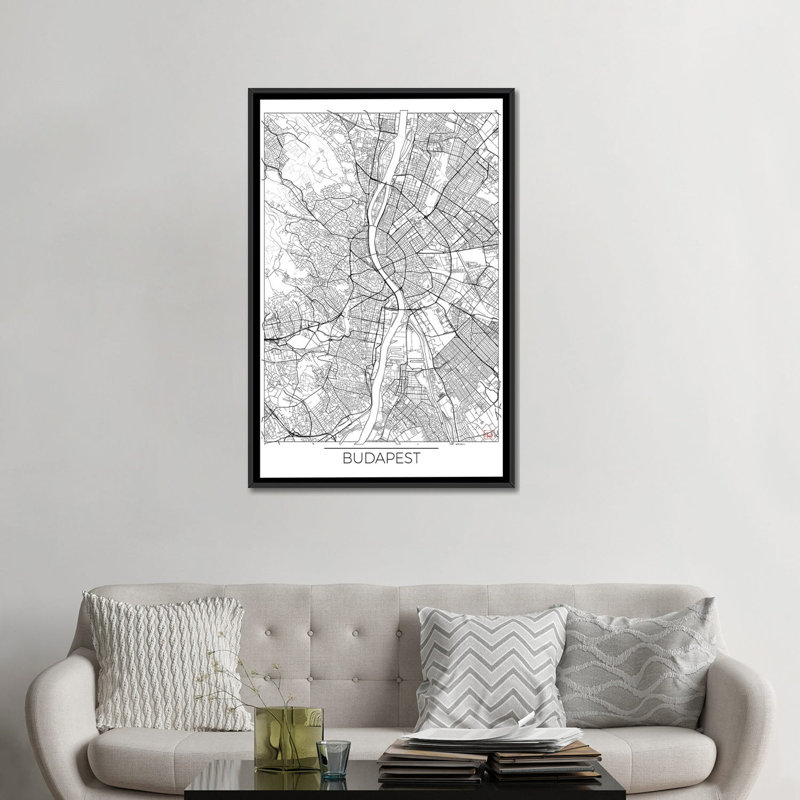 «Budapest Minimal Urban Blueprint Map» par Hubert Roguski, reproduction sur toile tendue, H 26 po x l 18 po x P 1,5 po