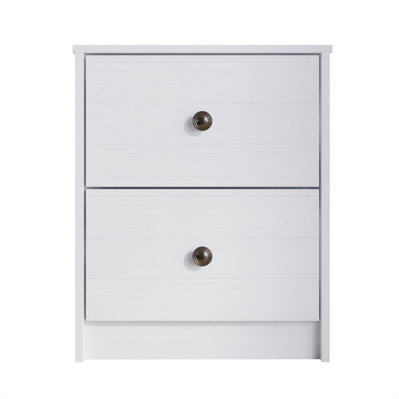 Table de chevet 2 tiroirs Erlend, Blanc