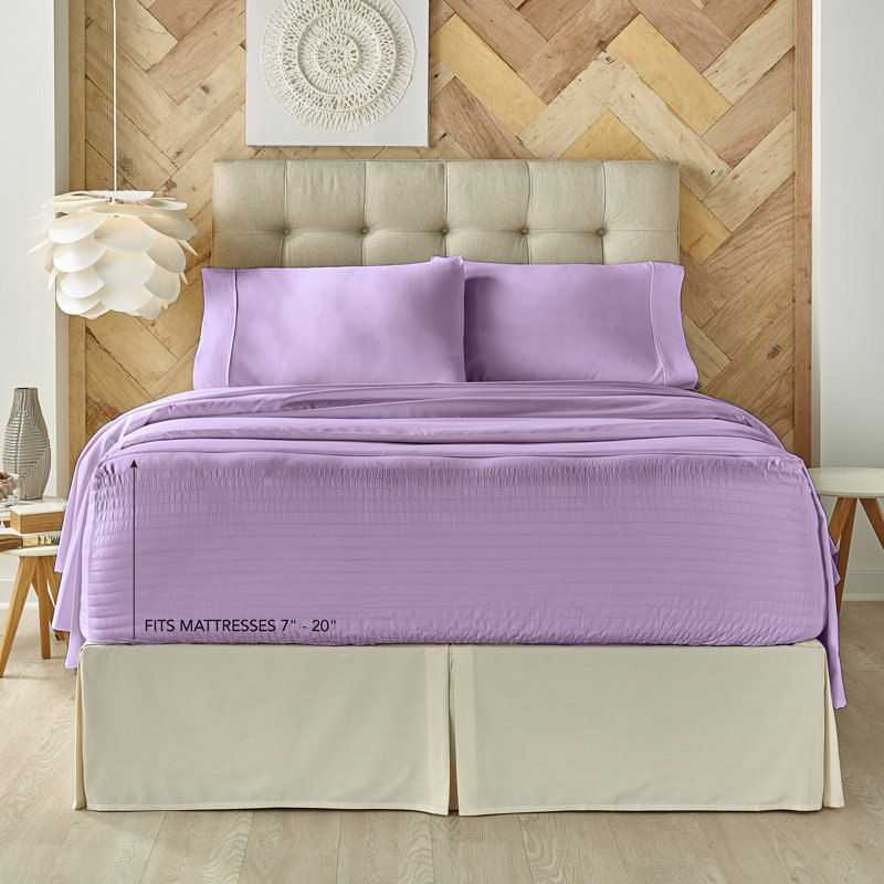 Ensemble de draps en satinette 500 fils, Ensemble de draps pour très grand lit californien, Lilas