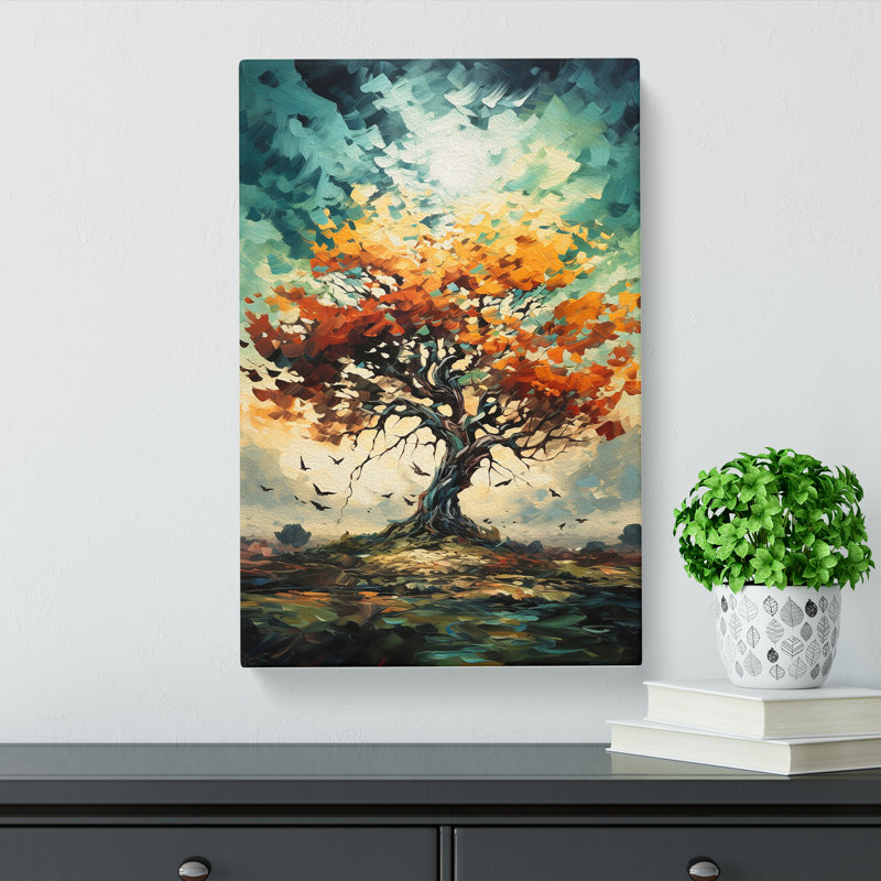 Oak Tree Action Painting No.3 - Wrapped Canvas Print, 76cm H x 50cm W x 3cm D