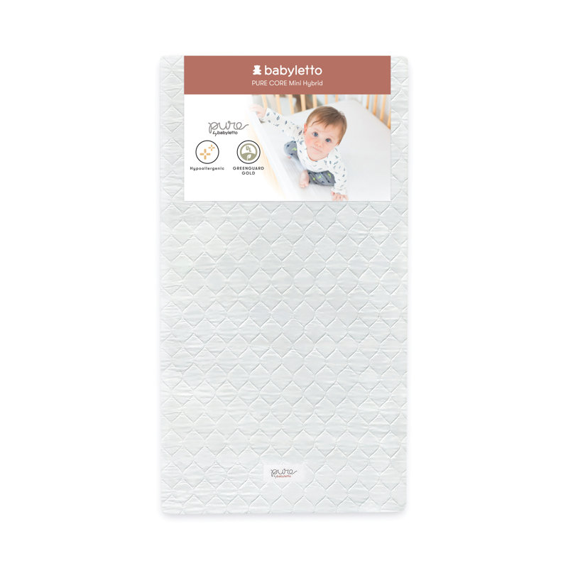 Mini matelas pour lit de bébé Pure Core avec housse imperméable matelassée hybride (léger)