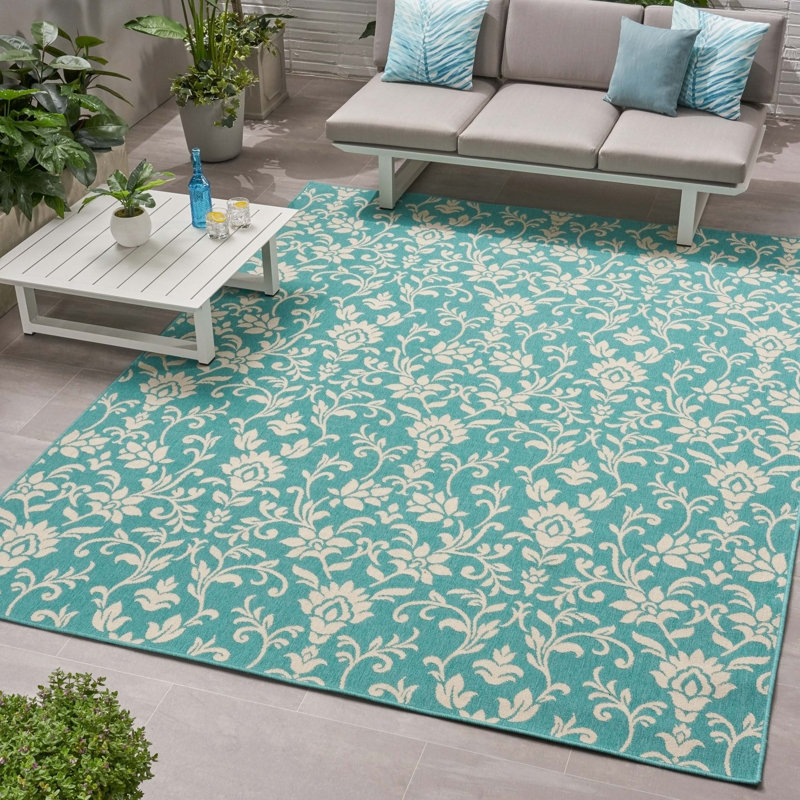 Blue Rectangle Polypropylene Area Rug, Rectangle 7'10" x 10'