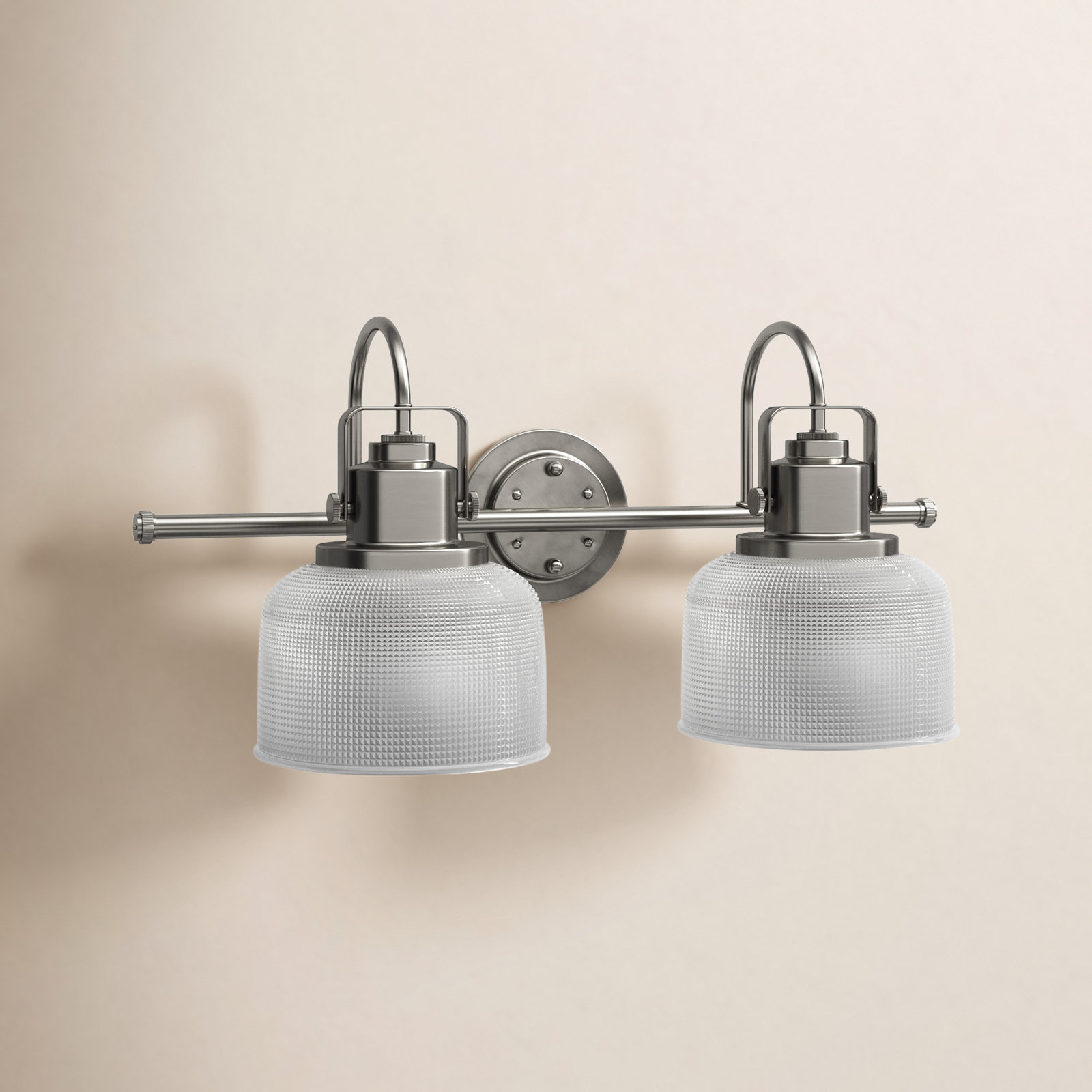 Rosser Dimmable Vanity Light, Antique Nickel, 2 Lights, 8.75"H x 17"W x 7.25"D