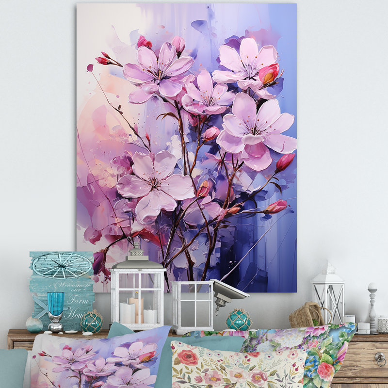 Lilas Représentation acrylique multicolore I sur toile, H 40 po x l 30 po x P 1,5 po