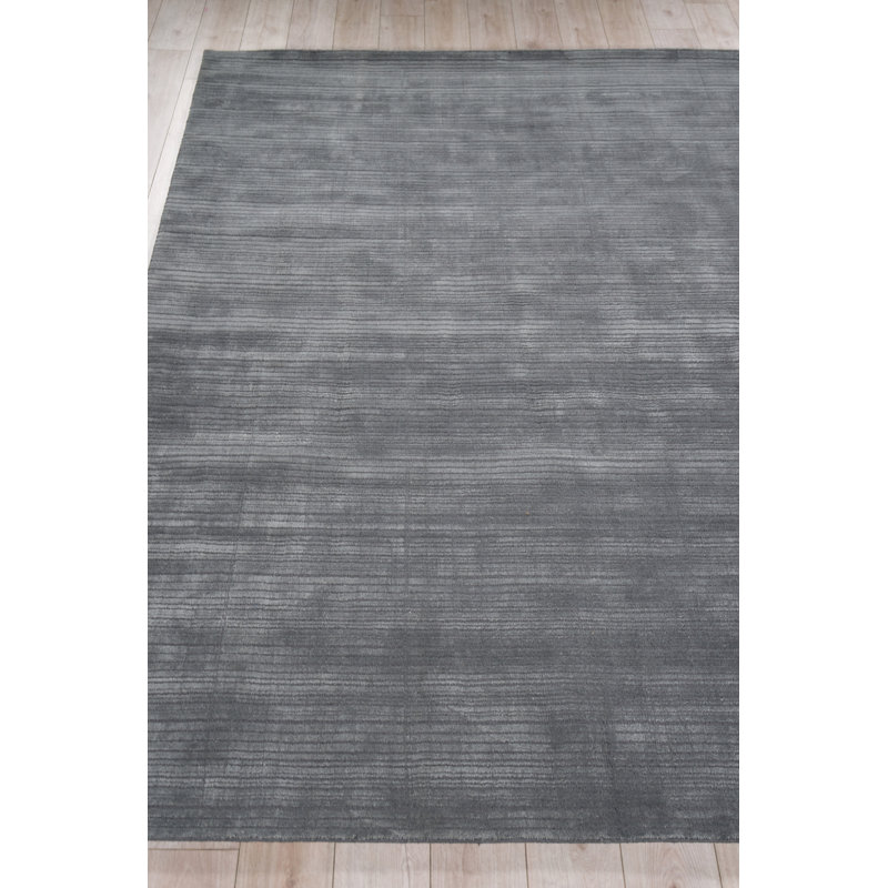 Cavallo Modern handloomed Nylon/Wool Dark Gray Area Rug, Rectangle 9' x 12', Dark Gray