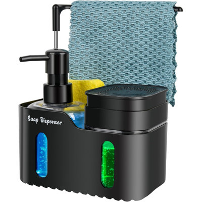 4-in-1 Kitchen Soap Dispenser Set Black