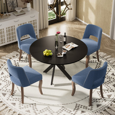 Ensemble de salle à manger à piédestal rond avec chaise en bois