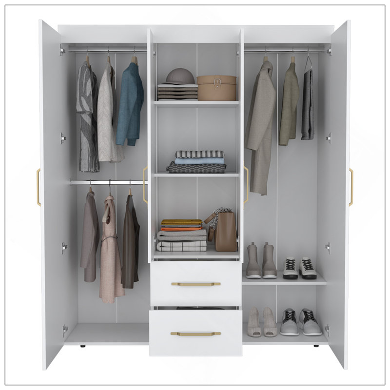 Armoire Elma, chambre à coucher, blanc, Blanc