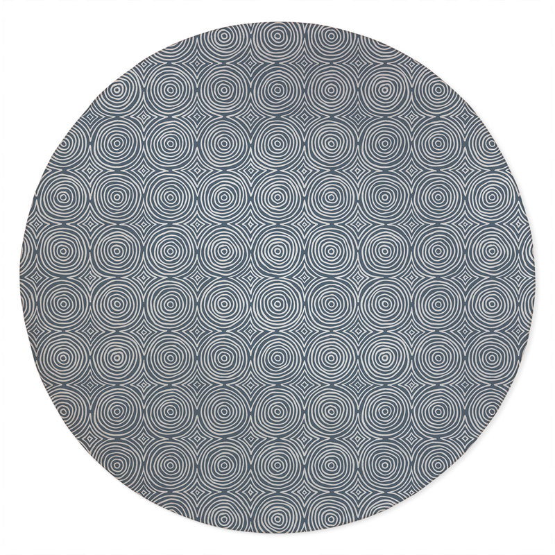 Rolling Circles Non-Slip Outdoor Rug, Round 5'