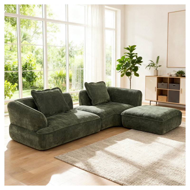 Canapé modulaire en L 122 po avec méridienne de 122 po, ensemble de 2 pièces, canapé modulaire à assise profonde pour le salon