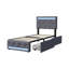 Storage Bed with Drawers, LED Lights and USB-C Charging Port, Tufted Fabric Upholstered Platform Bed, Quiet Slat Support-1640909815