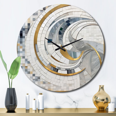 Horloge murale grise et jaune en métal II