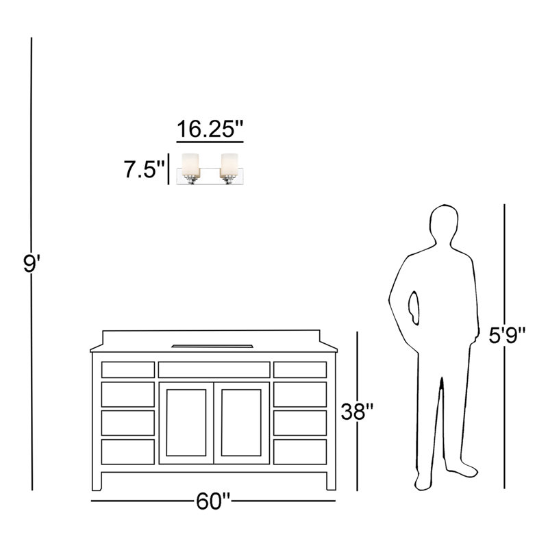 Éclairage de salle de bain à intensité variable 2 lumières DigioVanni, Chrome