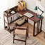 Combinaison bureau et bibliothèque en bois massif-495571295