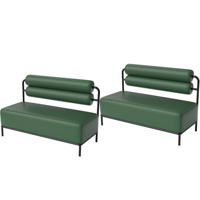 Ensemble de 2 bancs rembourrés verts