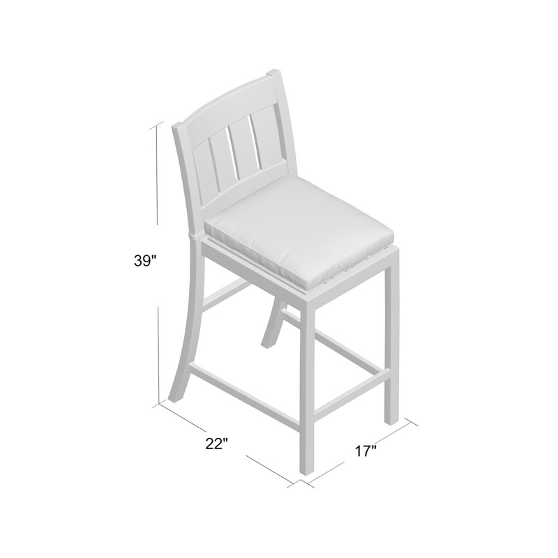Club 24" Patio Bar Stool with Cushion, Welt, Linen Navy, Mahogany