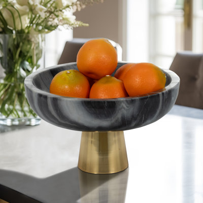 Everly Quinn 12" Dazey Grey Marble Bowl