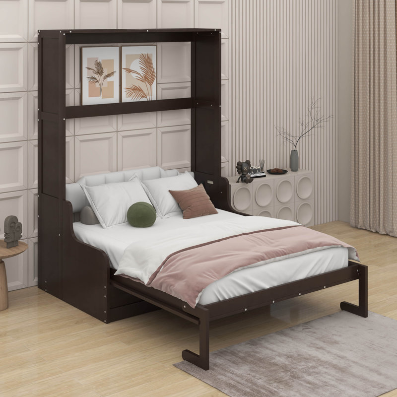 Grand lit escamotable avec coussin, Espresso