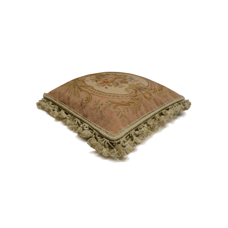 Needlepoint Square Pillow Cover & Insert, Beige Floral 1, Square 16"