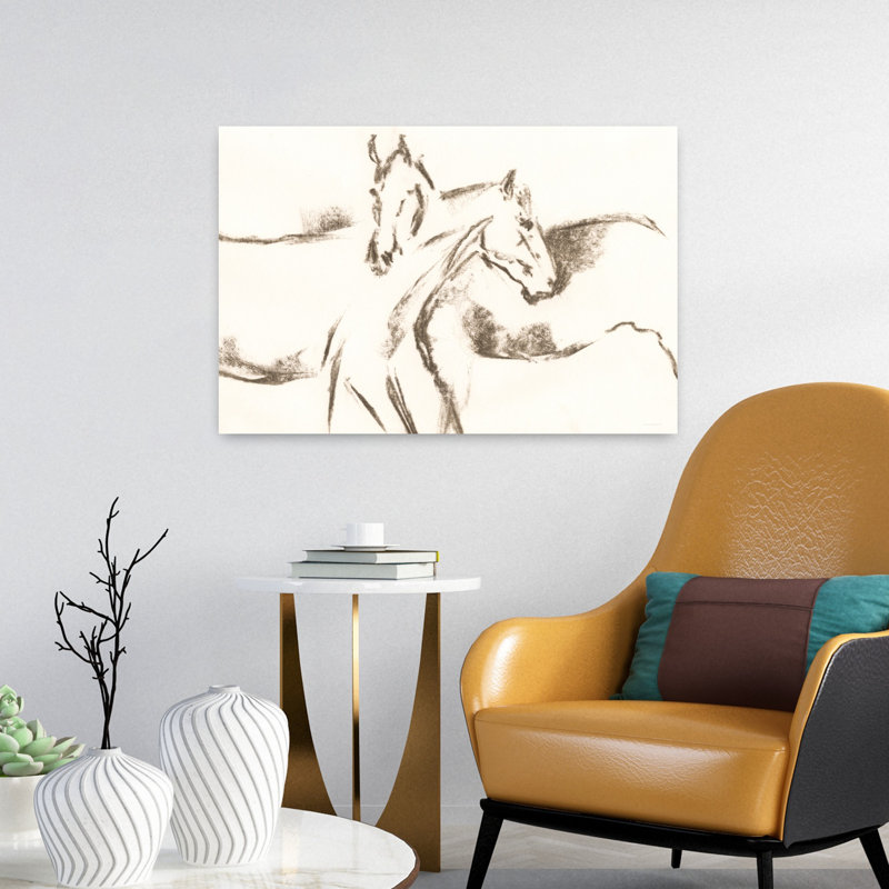 «Filly Friends», art cheval contemporain abstrait, H 24 po x l 16 po