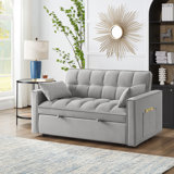 Multifunctional Velvet Loveseat Sofa Bed For Small Spaces