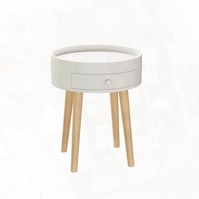 Nightstand with Storage Drawer and Oak Legs for Home Use