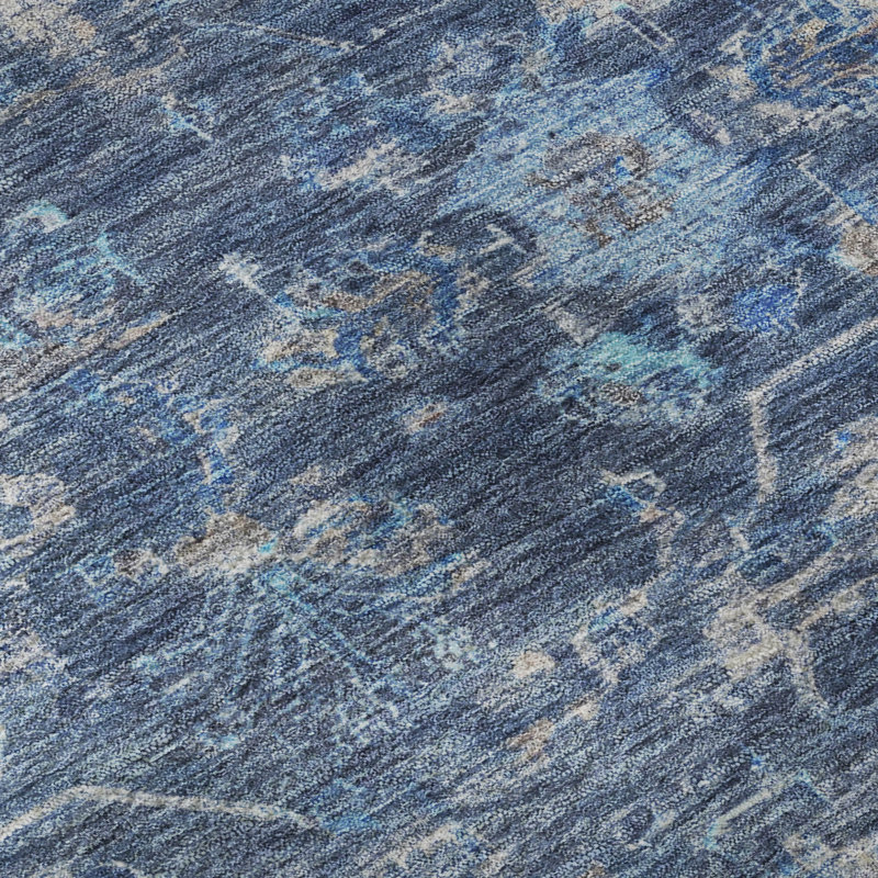 Premium Machine Washable Mayfield AMF2323 Global Rug, 1'8" x 2'6", Navy
