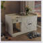 Enceinte de litière pour chat GO, meubles de litière cachés avec tapis de litière pour chat, table d'appoint pour chat avec tiroir, table d'appoint de style campagnard pour le salon, blanc