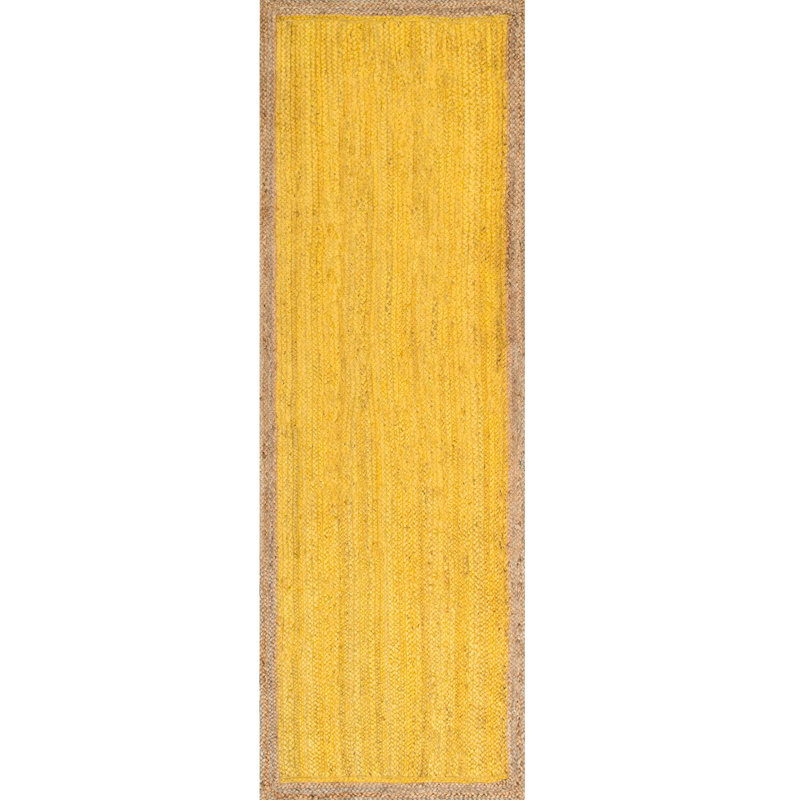 Tapis jaune en jute / sisal Wisser, Tapis de couloir 2 pi 6 po x 8 pi