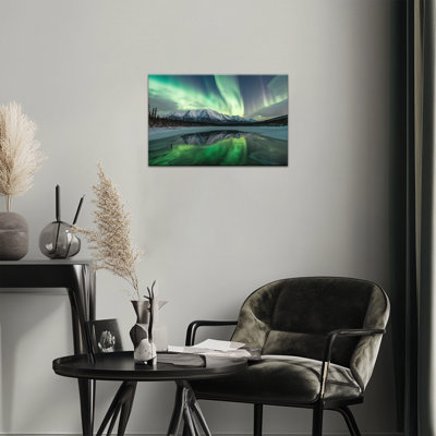 Adrianny Northern Lights, impression sur toile, lac de montagne, peinture, paysage, image encadrée, affiche murale prête à être suspendue pour la chambre à coucher, bureau, 12 po x 16 po