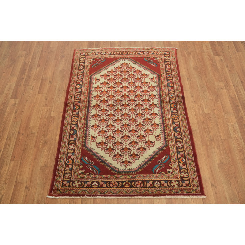 Vegetable Dye Geometric Wool Rug 4x5