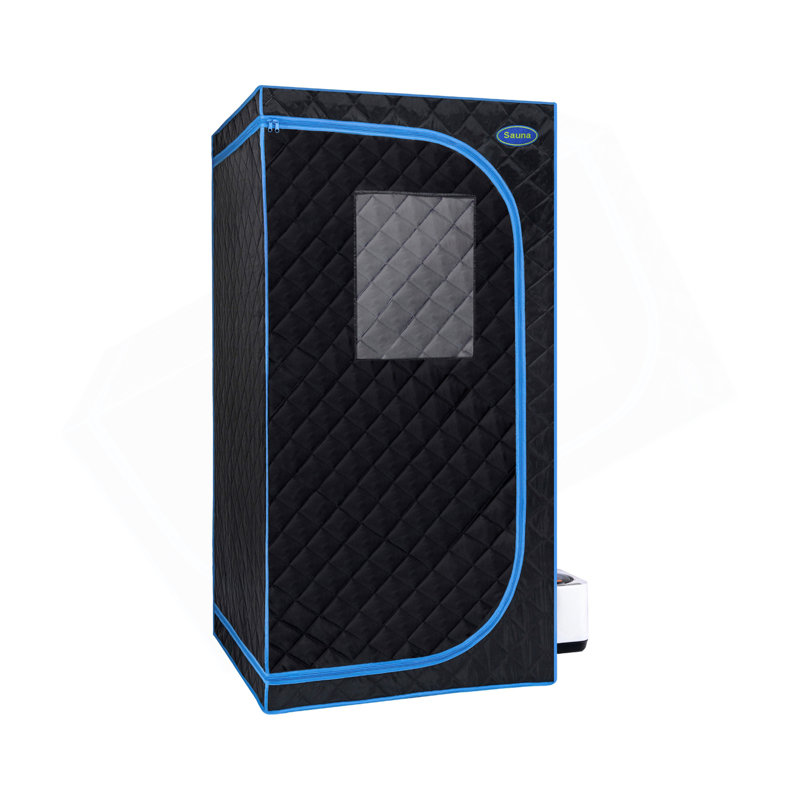 Portable Black Full Size Steam Sauna Tent–Personal Home Spa, With Steam Generator, Remote Control, Foldable Chair, PVC Pipes. Easy To Install,Fast Heating, With FCC & UL Certification.