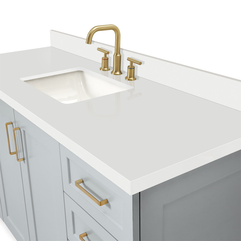 61 IN.  Single Bathroom Vanity, Oval, Gray, Carrara Quartz
