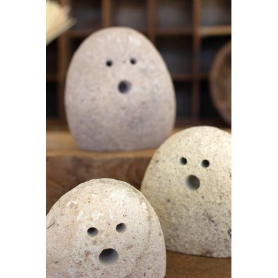  Set of 3 Tabletop Halloween River Rock Ghosts – Handcrafted Fall Decor