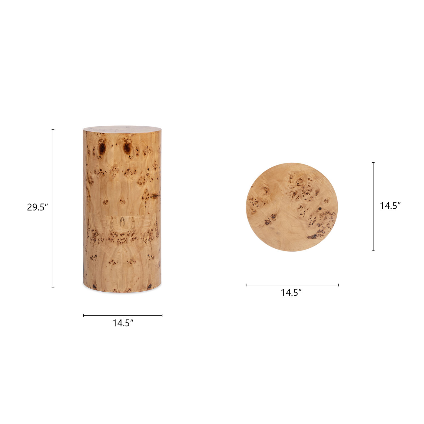 Seefeldt 29.5" Burl Accent Pillar Side Table