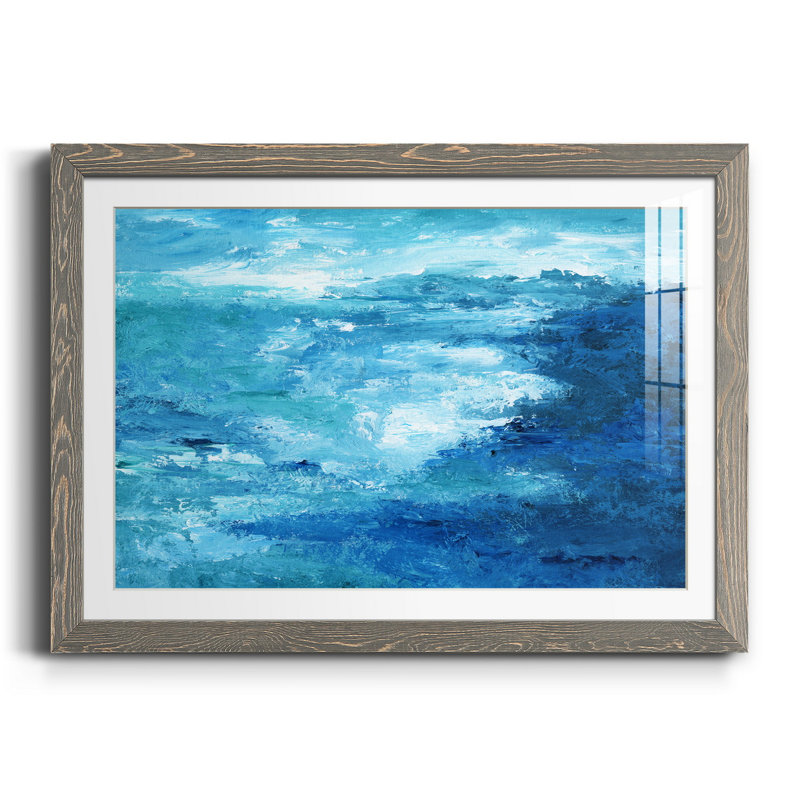 Crashing Waves II - peinture encadrée, Cadre gris, H 31 po x l 44 po x P 1 po