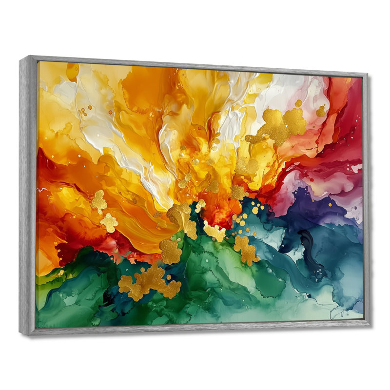 Alverson - Abstract Wall Art, Argent argent, H 30 po x l 40 po, Cadre flottant