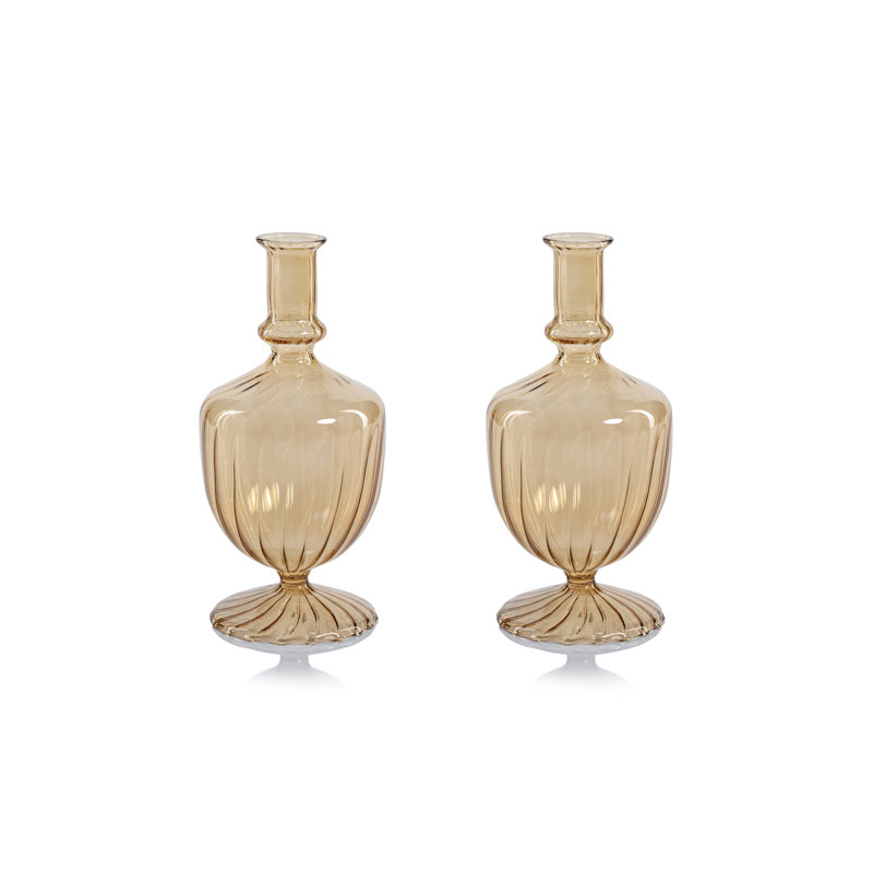Ensemble de 2 vases en verre à spirale Trinida, Ambre clair