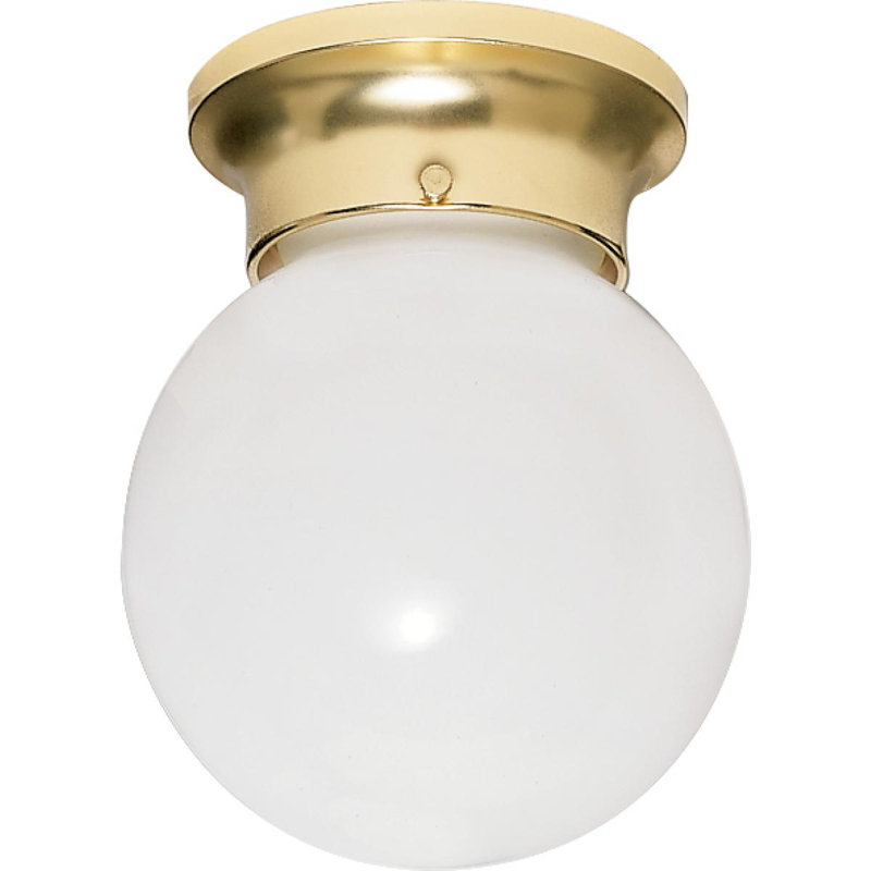 Plafonnier encastré simple à 1 lumière Barrientos, H 7,25 po x l 6 po x p 6,75 po, Laiton poli
