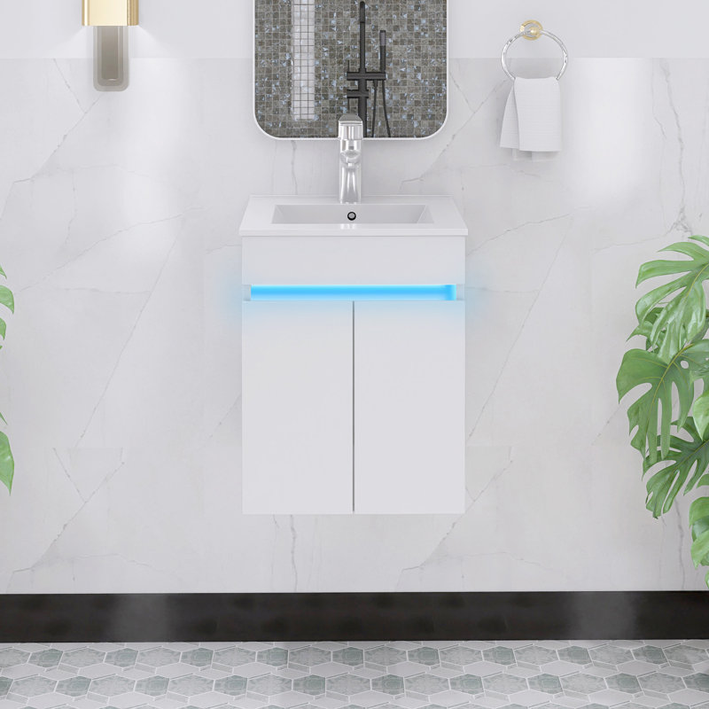Ensemble de meuble-lavabo simple 16 po avec plateau Leonisha