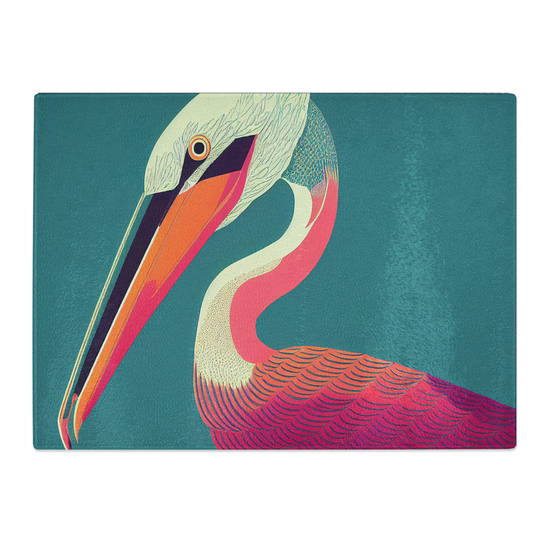 Modern Pelican Abstract  Glass Chopping Board