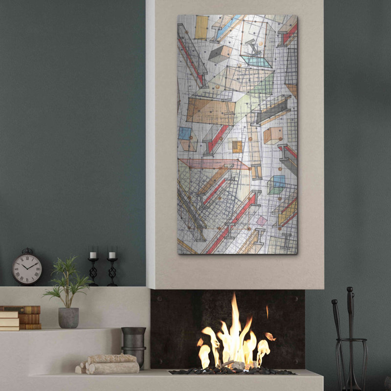 «Funky Grid II» par Nikki Galapon, art mural en métal, H 48 po x l 24 po