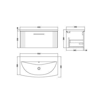 Deco 810 mm Single Vanity with Integrated Basin