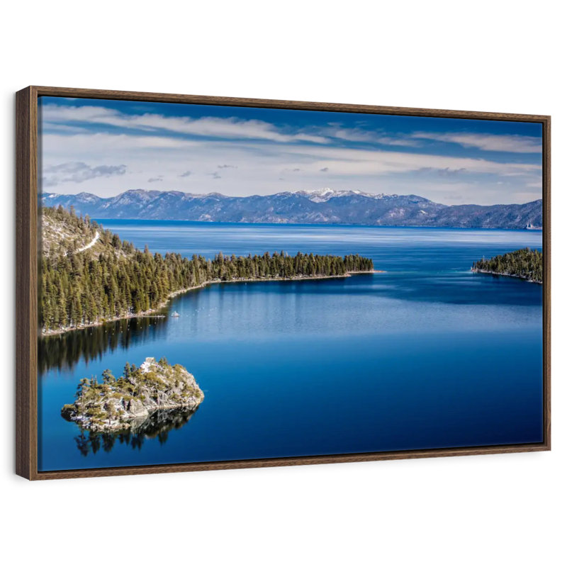 Majestic Lake Tahoe, 46 po x 31 po, Cadre flottant en noyer