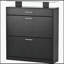 Meuble de rangement d'entrée mince avec 2 tiroirs rabattables, armoire de rangement pour chaussures en verre trempé avec lumière DEL, noir-1019277200