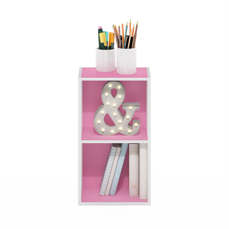 Heintje 2-Tier Open Shelf Bookcase, Pink/White