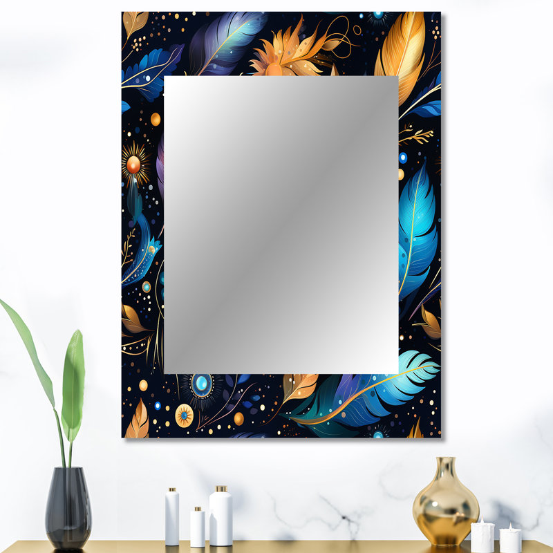 Pratiksha - Blue Bohemian Wall Mirror, 40 po x 30 po