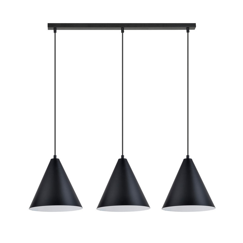 Cropper 3 - Light Black Kitchen Island Pendant, Black/White