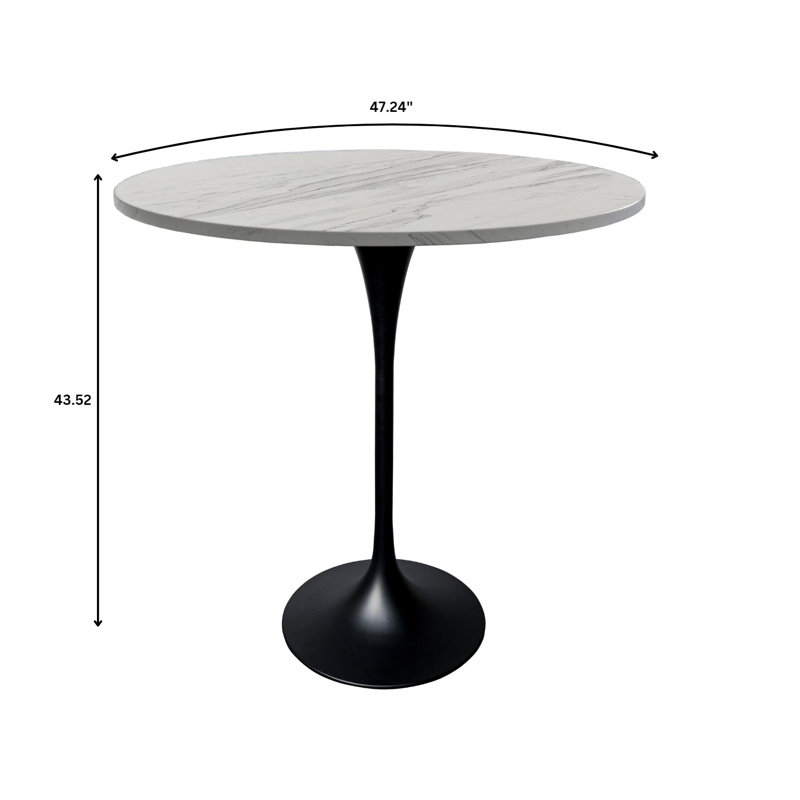 Table de salle à manger Heatherton, H 43,52 po x L 47,24 po x l 47,24 po
