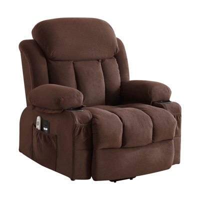 Fauteuil inclinable électrique Power Lift avec chaleur et massage en tissu avec poche latérale, port de charge USB, télécommande